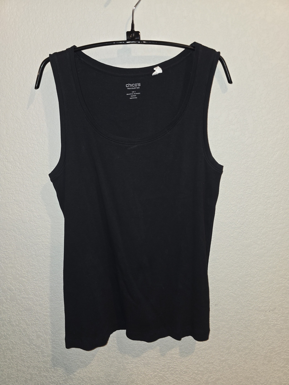 Chico's True Color Tees Black Scoop Neck Tank Top - Size 2 (US Large)